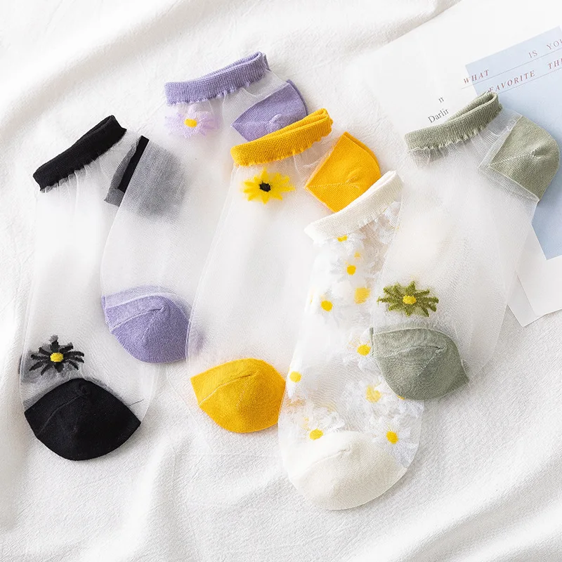 

Socks Fresh Small Daisy Boat Socks Net Red Socks Spring Summer Autumn Casual Breathable Sweat-absorbent Anti-friction