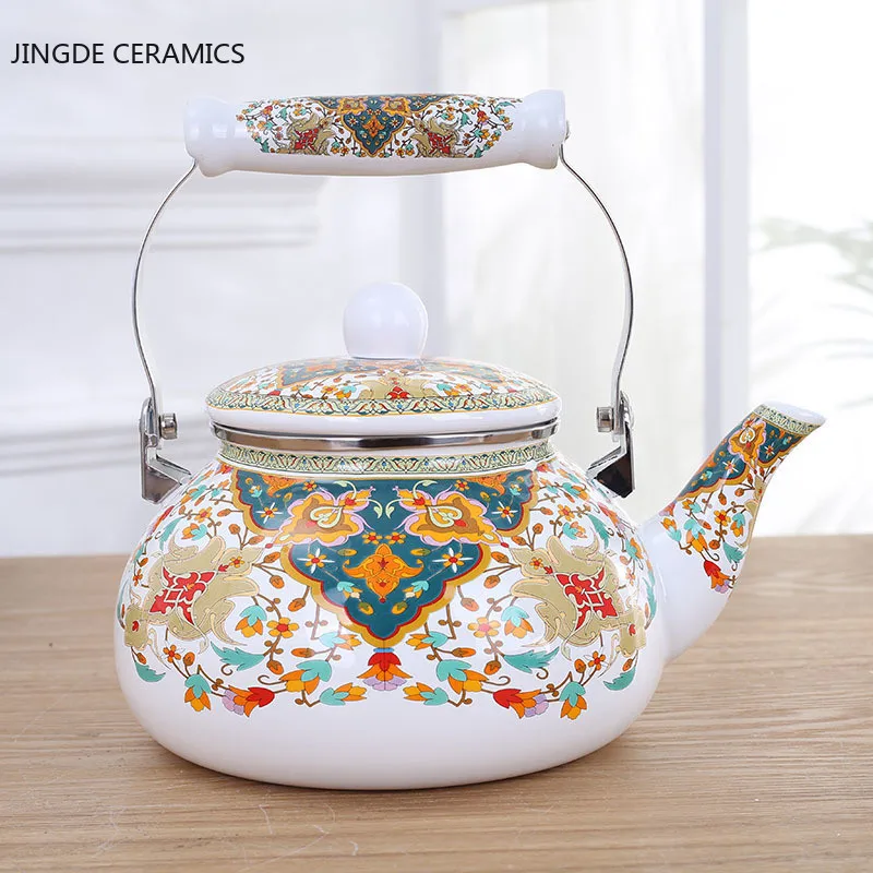 

2.4L thick flat bottom cartoon sugar rabbit enamel kettle kettle jug milk teapot home kitchen induction cooker universal