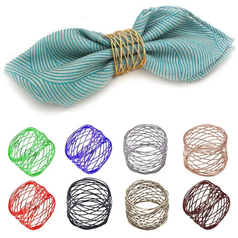 

1Pc Wide Round Gold Napkin Rings Metal Cross Hollow Sliver Napkin Holder for Wedding Party Table Decoration