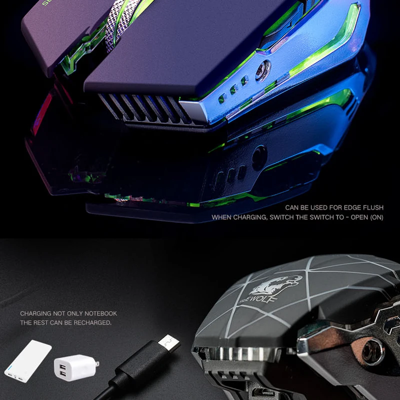 

X11 Wireless Gaming Mouse Rechargeable 2.4G Wireless Silent LED USB Optical Ergonomic Gaming Mice Surfing Mouse For Laptop/PC