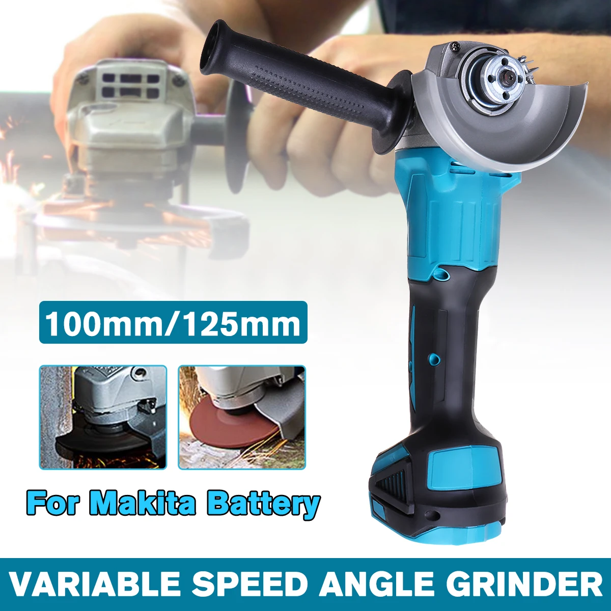 

125/100mm 4 Speed Brushless Electric Angle Grinder Machine DIY Woodworking Power Tool For 18V Makita Battery (Tool Only)
