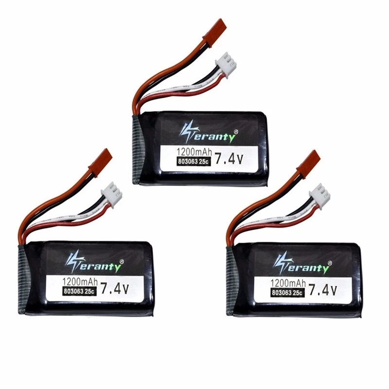 Красный 7,4 в 1200 мАч 803063 литий-полимерный аккумулятор для Yizhan X6 MJX X101 Wltoys V353 V353B V666 V262 A949 A969 A979 K929 V912 V915 дрона с дистанционным управлением - Цвет: Красный