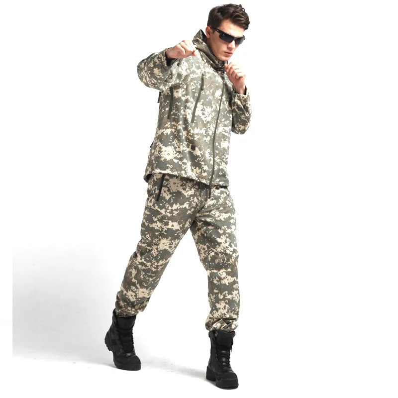 Акулья кожа мягкий корпус Мужская Тактическая Военная Униформа охотничья одежда