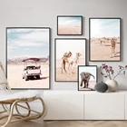 Настенный плакат с изображением пейзажа Дубая, искусство, искусство, автомобиль, пустыня, холст, живопись, мода, гостиная, украшение для дома, скандинавские картины