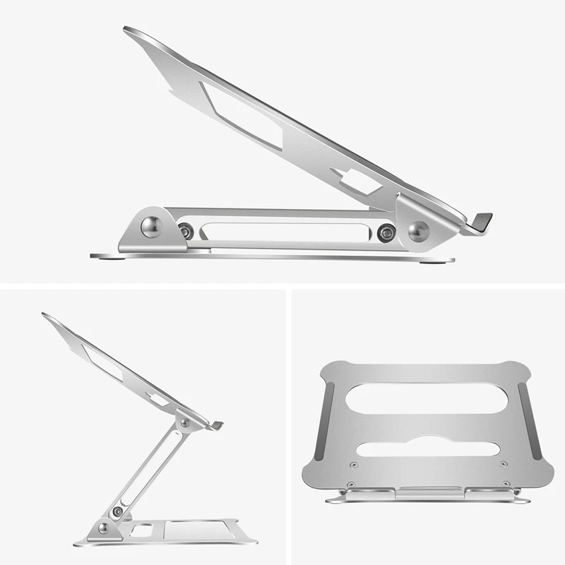 Подставка для ноутбука серебристая алюминиевая офисная подставка складная