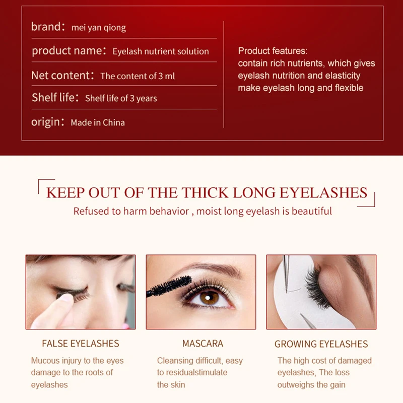 

3ml Eyelash Growth Serum Moisturizing Eyelash Nourishing Essence Eyelashes Enhancer Lengthening Thicker Eyelash Growth Essence