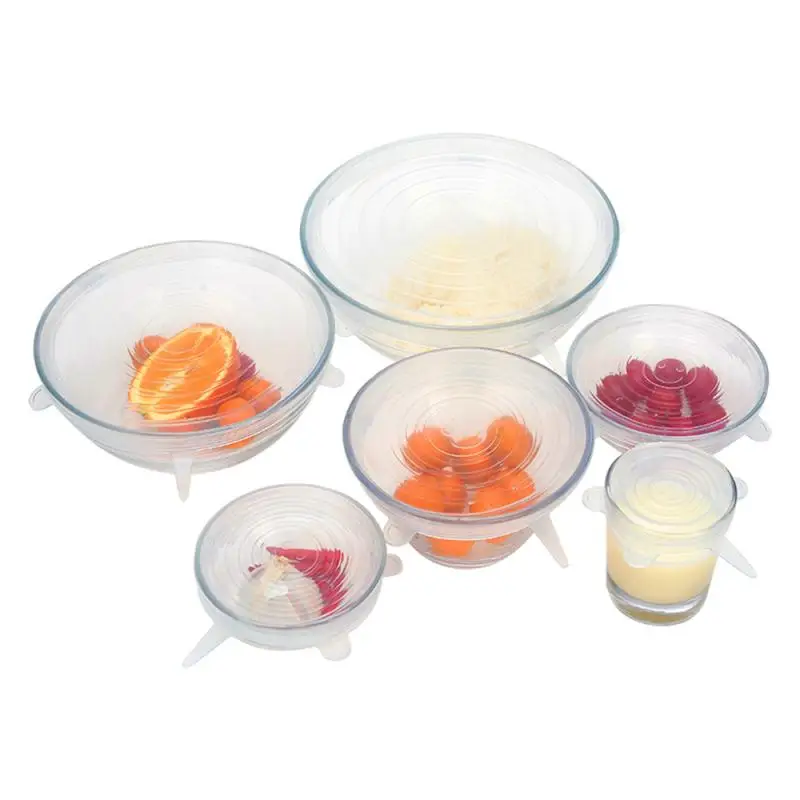 

6pcs silicone cover stretchable cover universal silicone bowl pot cover home kitchen cooking food fruit freshness cover