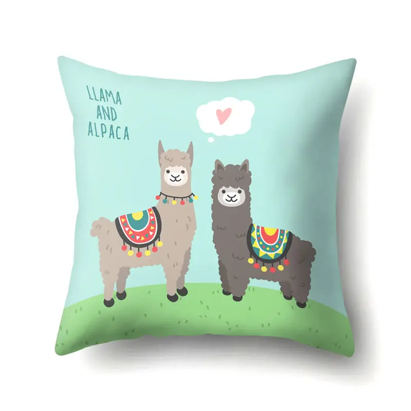 

1Pcs Lovely Cartoon Animal Alpaca Cushion Cover Polyester Decorative Pillows Home Decor Sofa Car Waist Pillowcase 45x45cm 40853