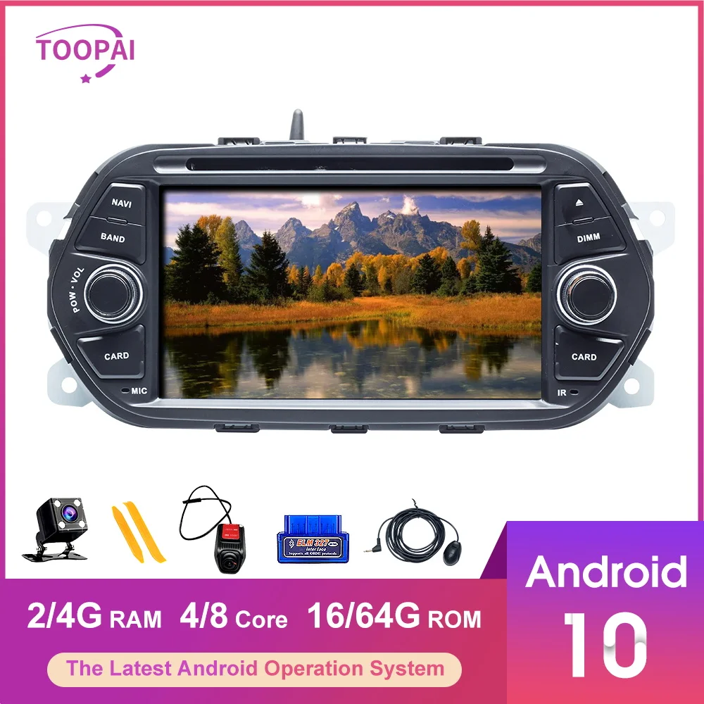 Мультимедийный плеер TOOPAI Android 10 для FIAT EGEA TIPO 2005 Dodge Neon 2015 2018 GPS навигация