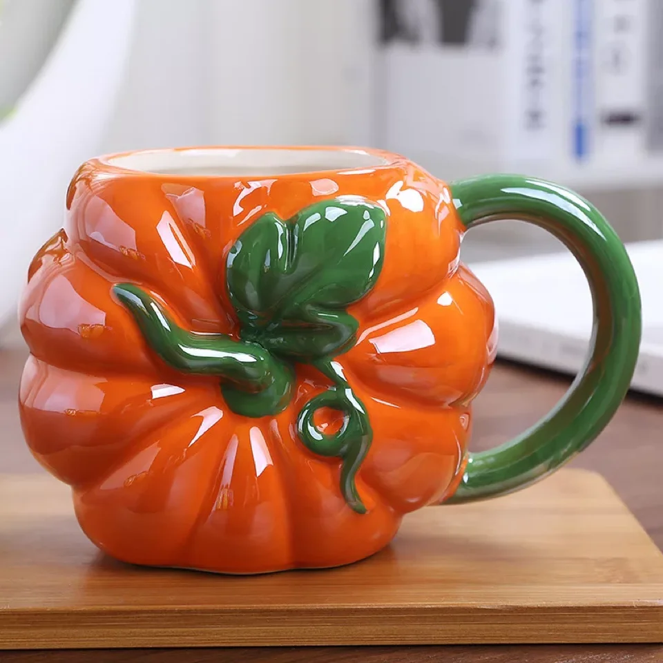 Special Halloween Pumpkin jar Mug relief ceramic cup tea coffee gift pumpkin breakfast mug cups | Дом и сад