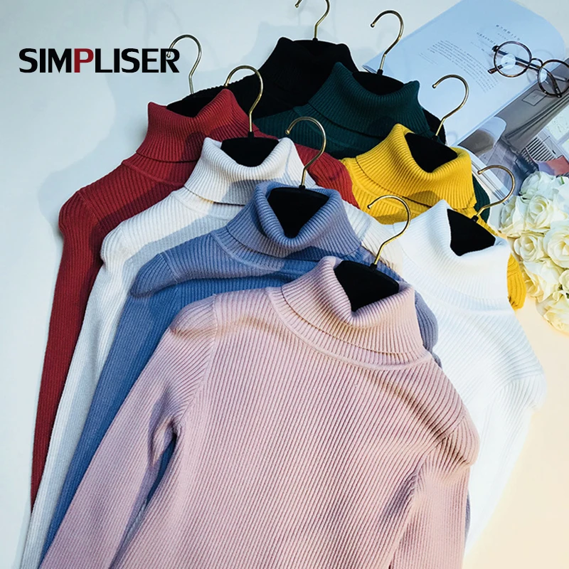 Базовые Женские зимние свитера пуловеры водолазка с длинным рукавом Женский