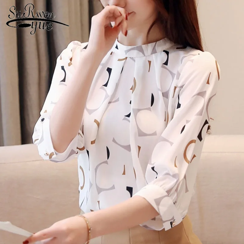 

Korean Fashion Clothing Blusas Mujer De Moda 2020 Womens Tops Blouses Vintage Ladies Shirt Chiffon Blouse White Shirt 2480