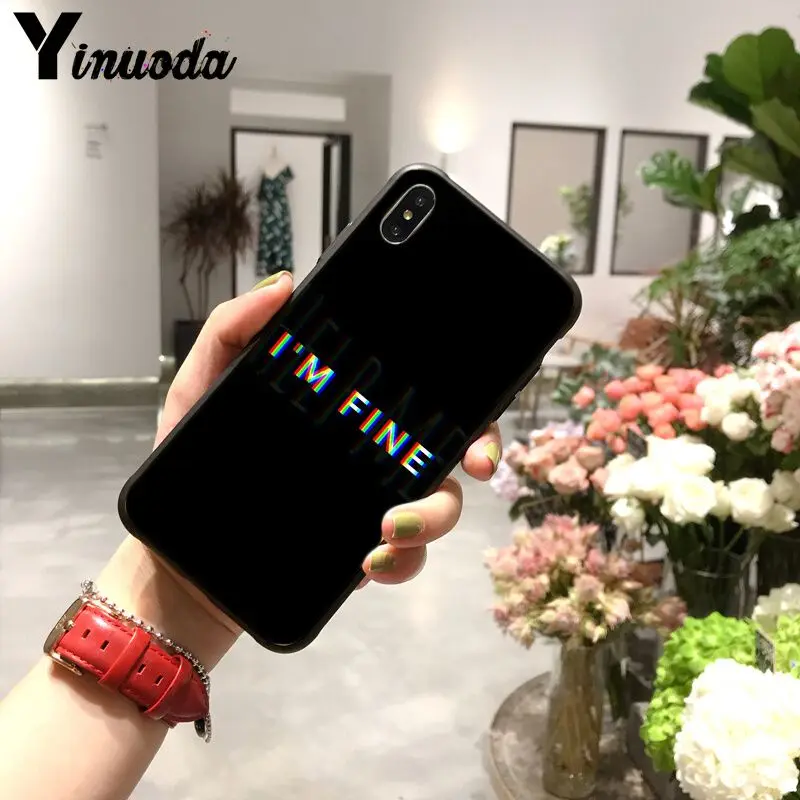 Yinuoda цветной текст на черном фоне DIY нарисованный красивый чехол для телефона iPhone