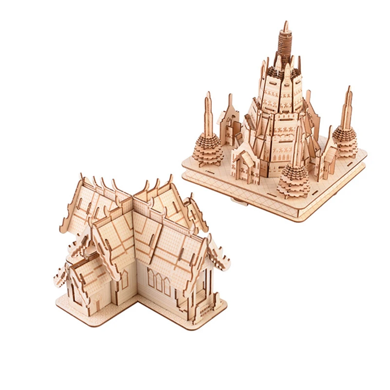 

3d деревянный дом, подарки на день рождения, игрушки «сделай сам», известная тайская модель здания, пазлы для детей и взрослых, игрушка-пазл р...