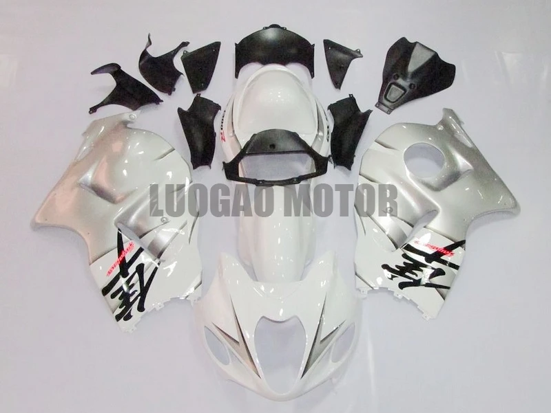

Комплект обтекателей для кузова серебристого и белого цвета Suzuki GSXR1300 Hayabusa 1997 1998 1999 2000 2001 2002 2003 2004 2005 2006 2007