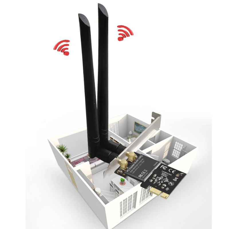 Беспроводная lan Карта 802.11ac 867 Мбит/с+ 300 Мбит/с PCI Express Настольный WiFi адаптер PCI сетевая карта для ПК wifi карта wi fi приемник