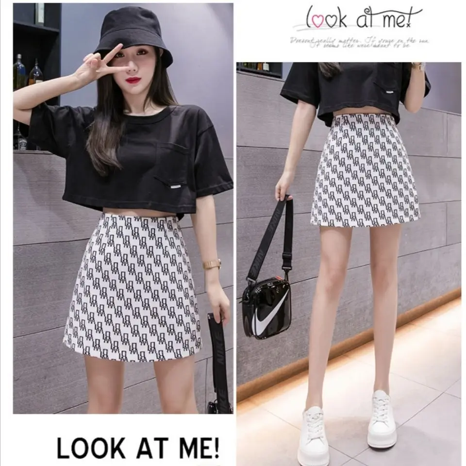 

2021 spring and summer new letter print skirt waist skirt