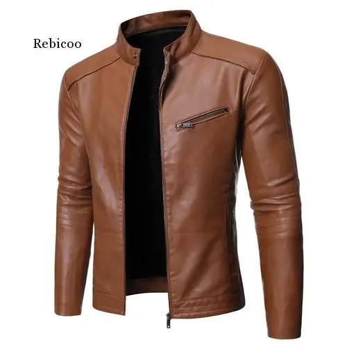 Кожаные куртки для мужчин Осень-зима мужское мотоциклетное пальто с