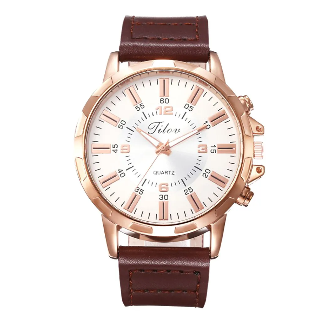 

2020 Men Watch Stainless Steel Dial Analoy Quartz Male Wristwatches Clock Business Leather Strap Gift Geneva Top Reloj Hombre