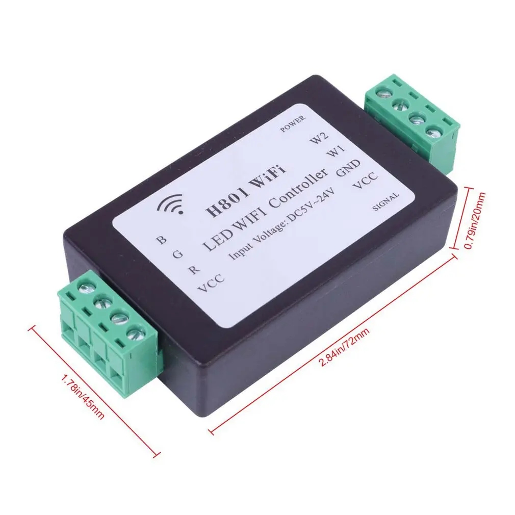 

H801 RGBW WiFi LED Controller For RGBW Led Strip Lights DC5-24V Input 4 Channel X 4a Output LED Controller