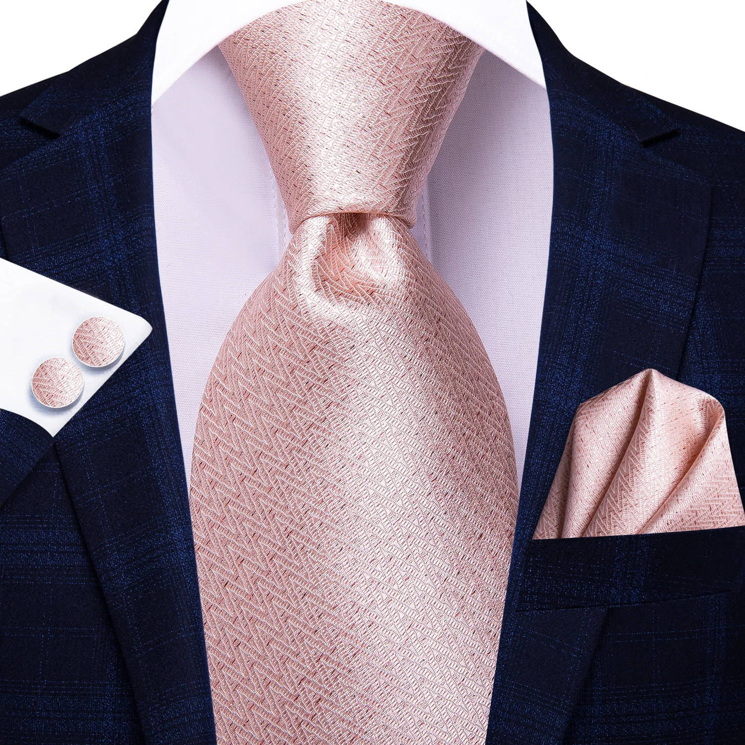 

Hi-Tie Peach Pink Coral Solid Mens Silk Wedding Tie Fashion Designer Gift Necktie For Men Quality Hanky Cufflink Business Party