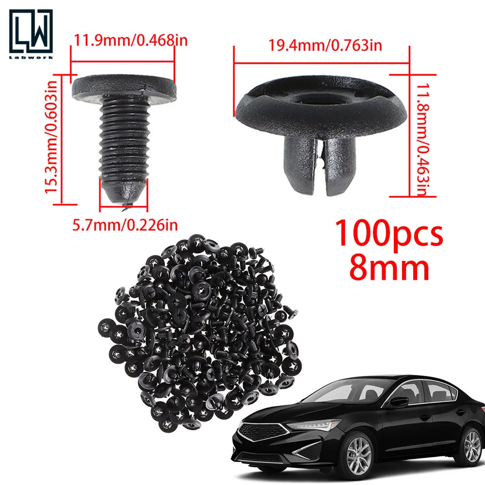 Новый 100 шт. 8 мм нейлон Фиксатор заклепок бампер зажимы автомобильного крыла для