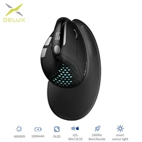 delux m618xsd seeker ergonomic vertical mouse with oled screen 4000dpi rechargeable 1000ma removable back cover for computer