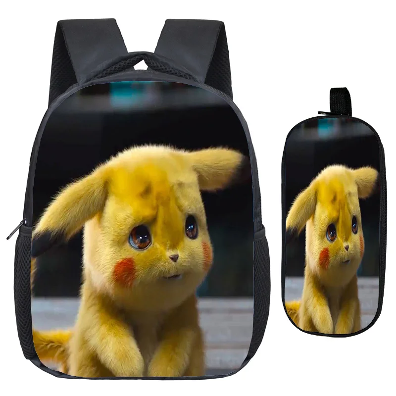 1 Pokemon Detective сумка Пикачу Детский рюкзак отличное качество печати узор детский сад рюкзак+ школьная юбка-карандаш - Цвет: 1
