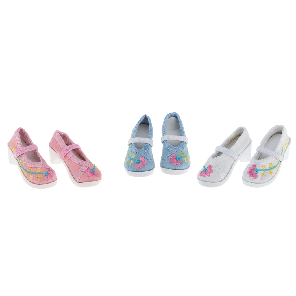 

Handmade Doll Shoes with Heel Exquisite Pattern for 1/3 Dolls Antique Shoes