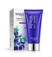 bioaqua brand blueberry moisturizing facial cleanser oil control shrink pores to black women deep cleansing lotion 100g