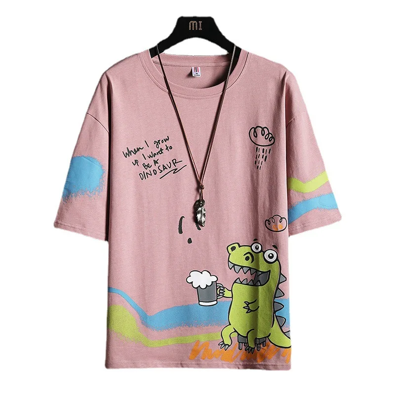 

anime clothes men clothing summer hip hop T-shirt Medium and long term print cartoon basic cotton high quality Round neck shirt