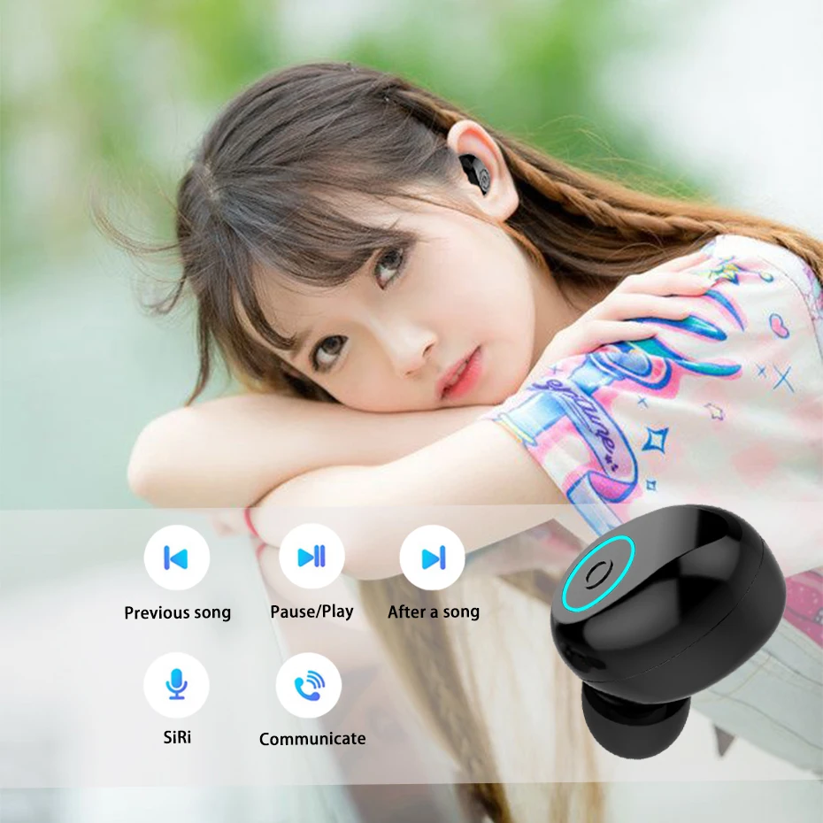 Наушники для ТВ Беспроводной, bluetooth-гарнитура с микрофоном стерео наушники мини в ухо двойной микрофон с зарядной коробкой
