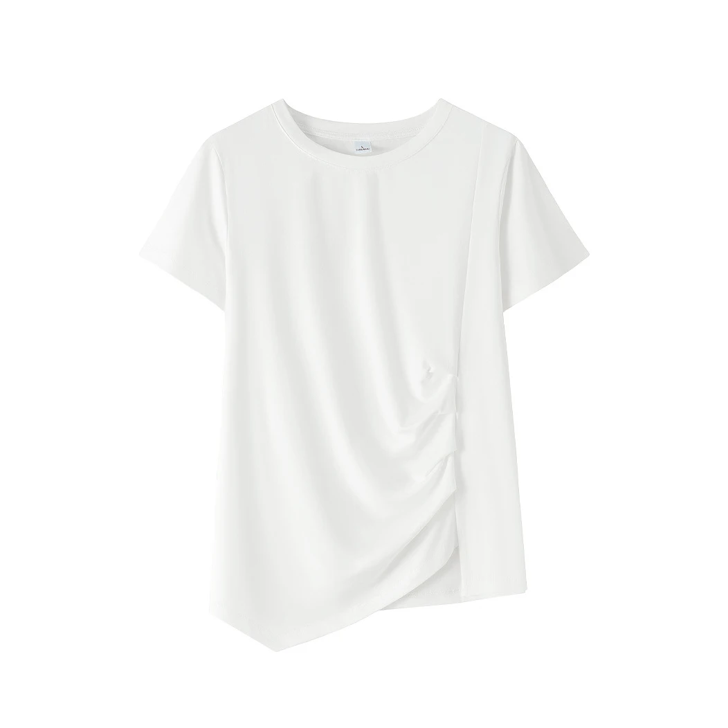 

Women Soft Cotton T-shirt Round Collar Solid color Lady Tees Short Sleeve Summer Women's clothing All match Female T-shirts