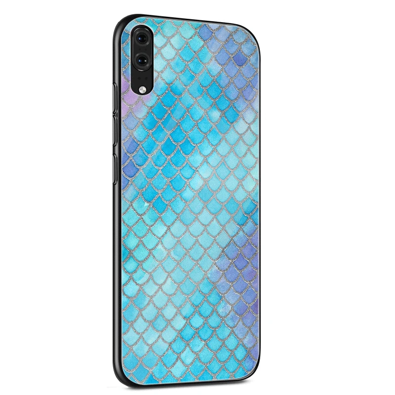 Цветной стеклянный чехол для телефона с изображением рыбьей чешуи Samsung Galaxy S7 Edge S8