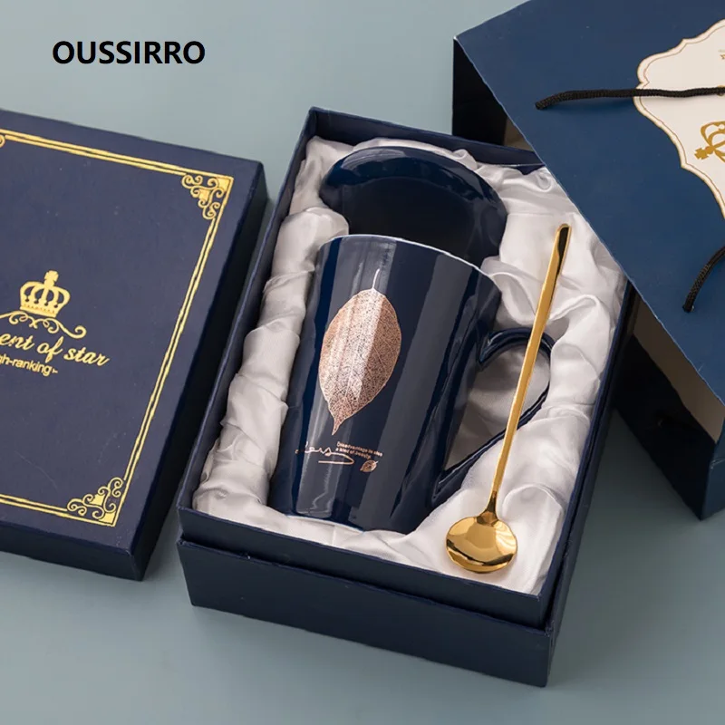 

Кружки для кофе и чая OUSSIRRO INS с золотым узором, 420 мл, чашка, модный дизайн в Северном европейском стиле