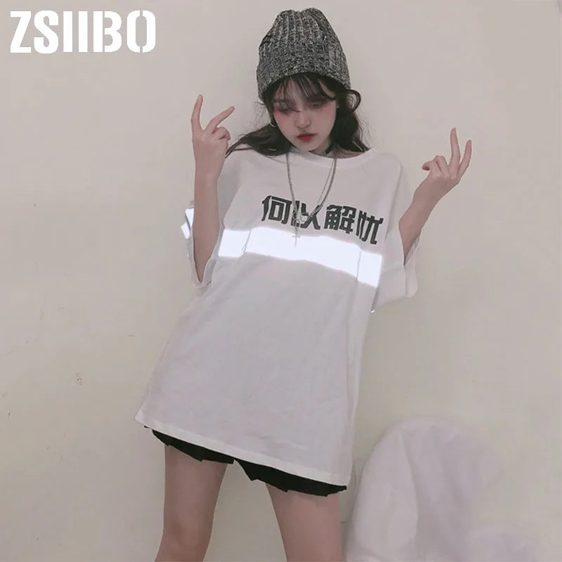 Женская летняя футболка в стиле Харадзюку свободная с короткими рукавами и