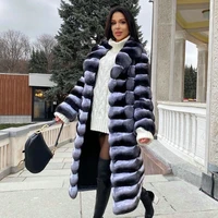 110cm long women real rex rabbit fur coat turn down collar natural women fur overcoat 2021 genuine rex rabbit fur coat full pelt