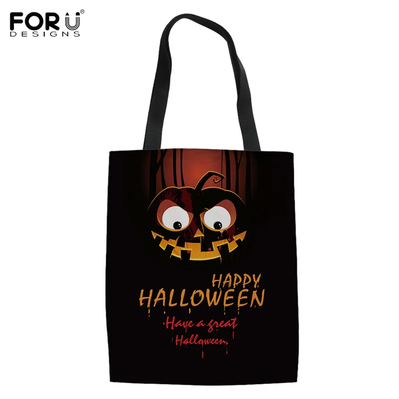 

FORUDESIGNS Happy Halloween Women Handbags Ladies Shopper Bags Satchel Pumpkin Print Kids Halloween Sacks Candy Gifts Bag Mujre