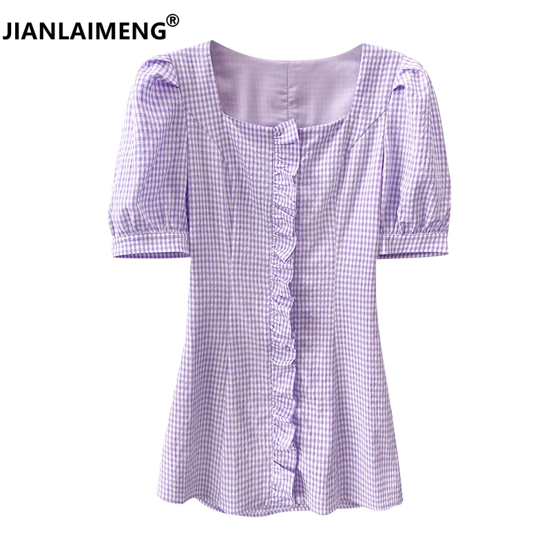 Женское платье с высокой талией фиолетовое повседневное облегающее мини пышными