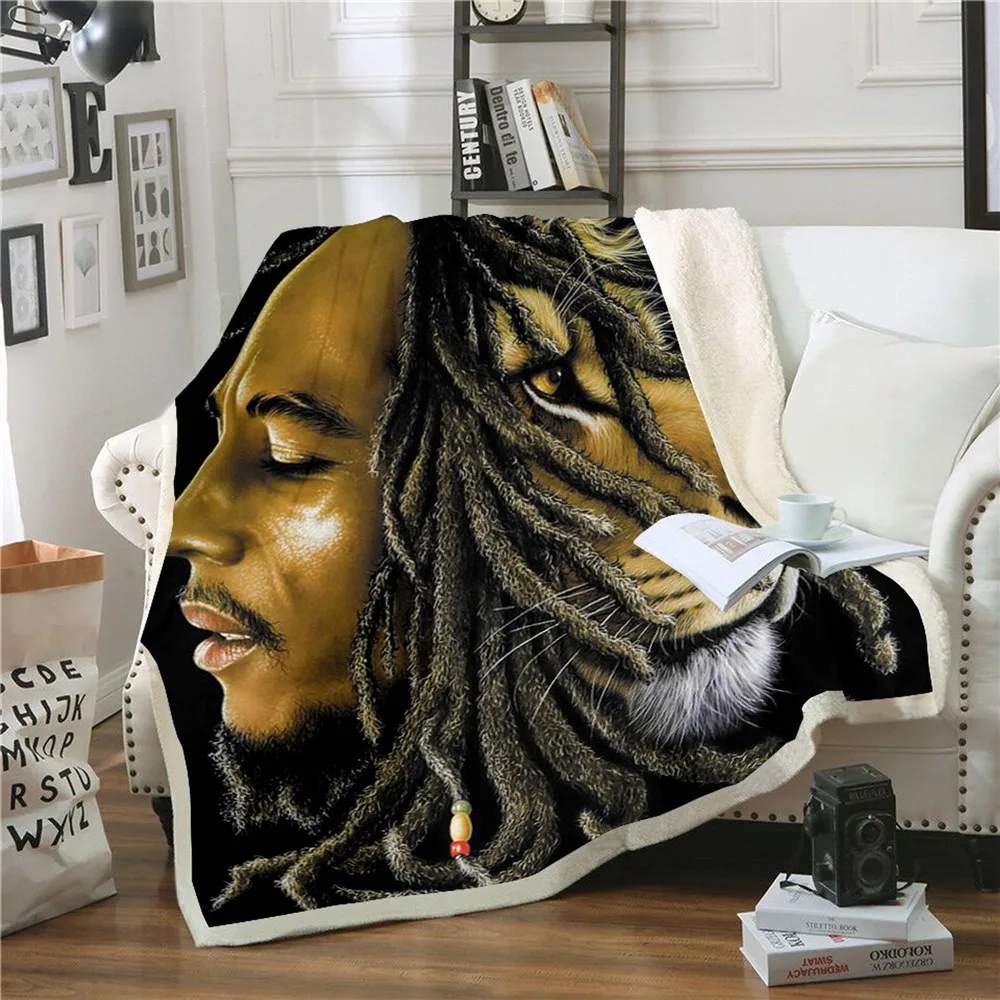 Одеяло Reggae Singer Bob Marley с забавными персонажами одеяло 3D принтом шерпы на кровати