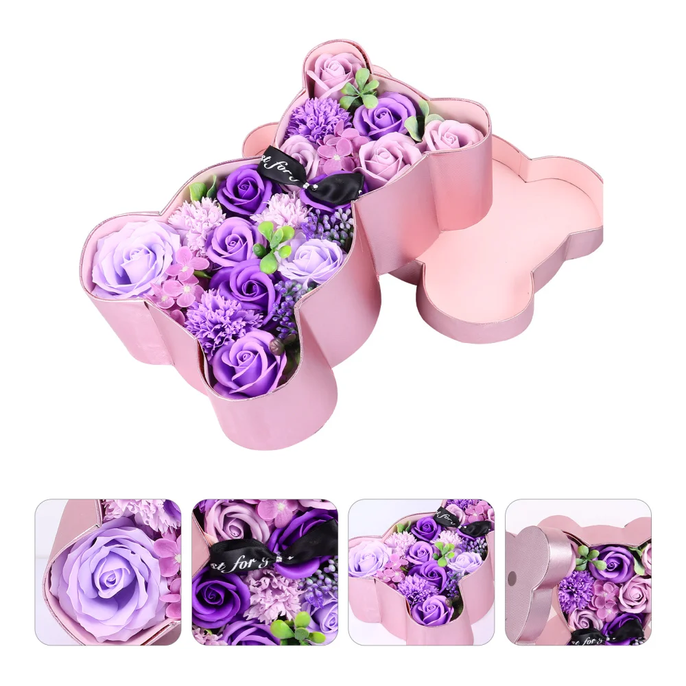 

1Pc Rose Bear Gift Box Present Soap Rose Bear Wedding Decoration Girlfriend Gift