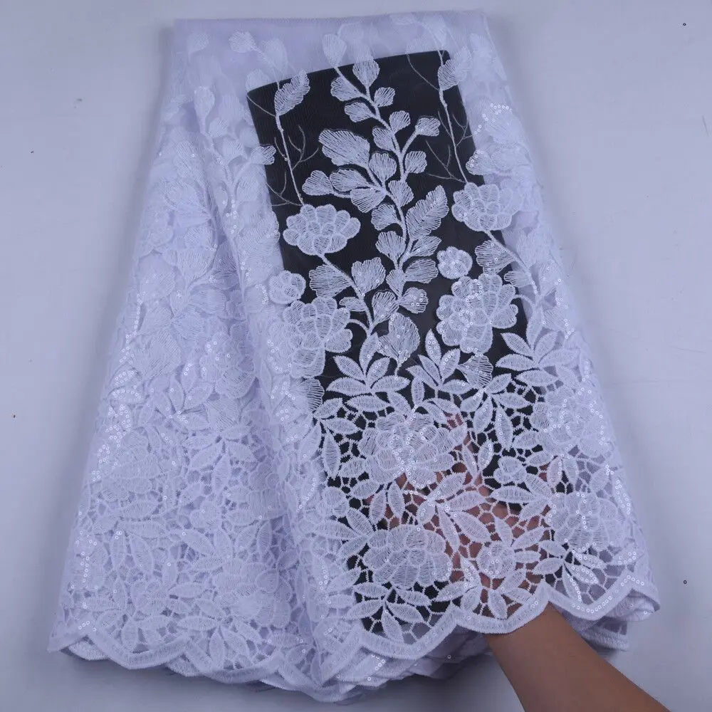 

Top Milk Silk Lace Sequins Embroiderd African Lace Fabric High Quality French Lace Fabric Nigerian Lace Fabric For WeddingA1625