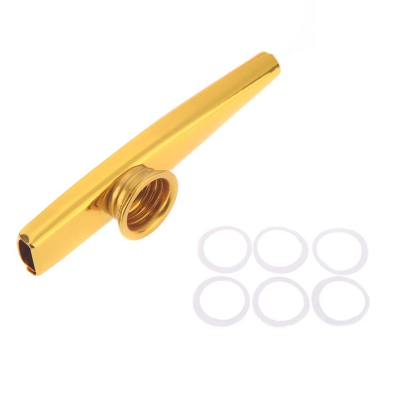 Kazoo Aluminum alloy Metal with 5 pcs Gifts Flute Diaphragm for Children Music-lovers-gold | Дом и сад