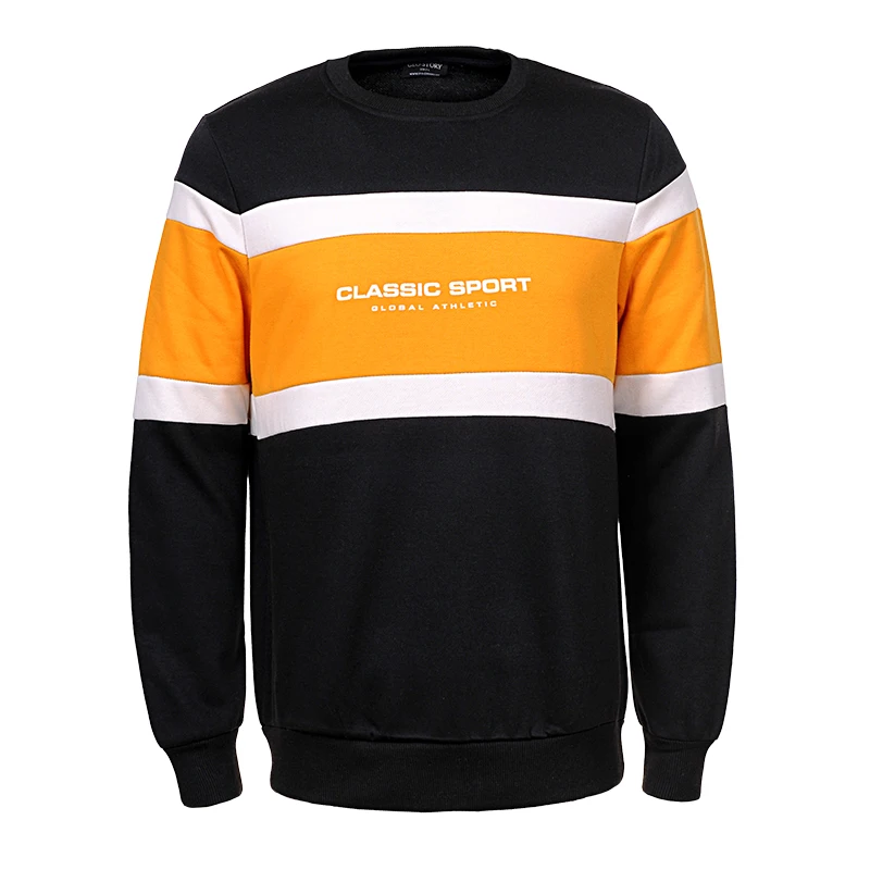 GLO-STORY 2020 Мужской пуловер с круглым вырезом в разноцветную полоску стиле пэчворк