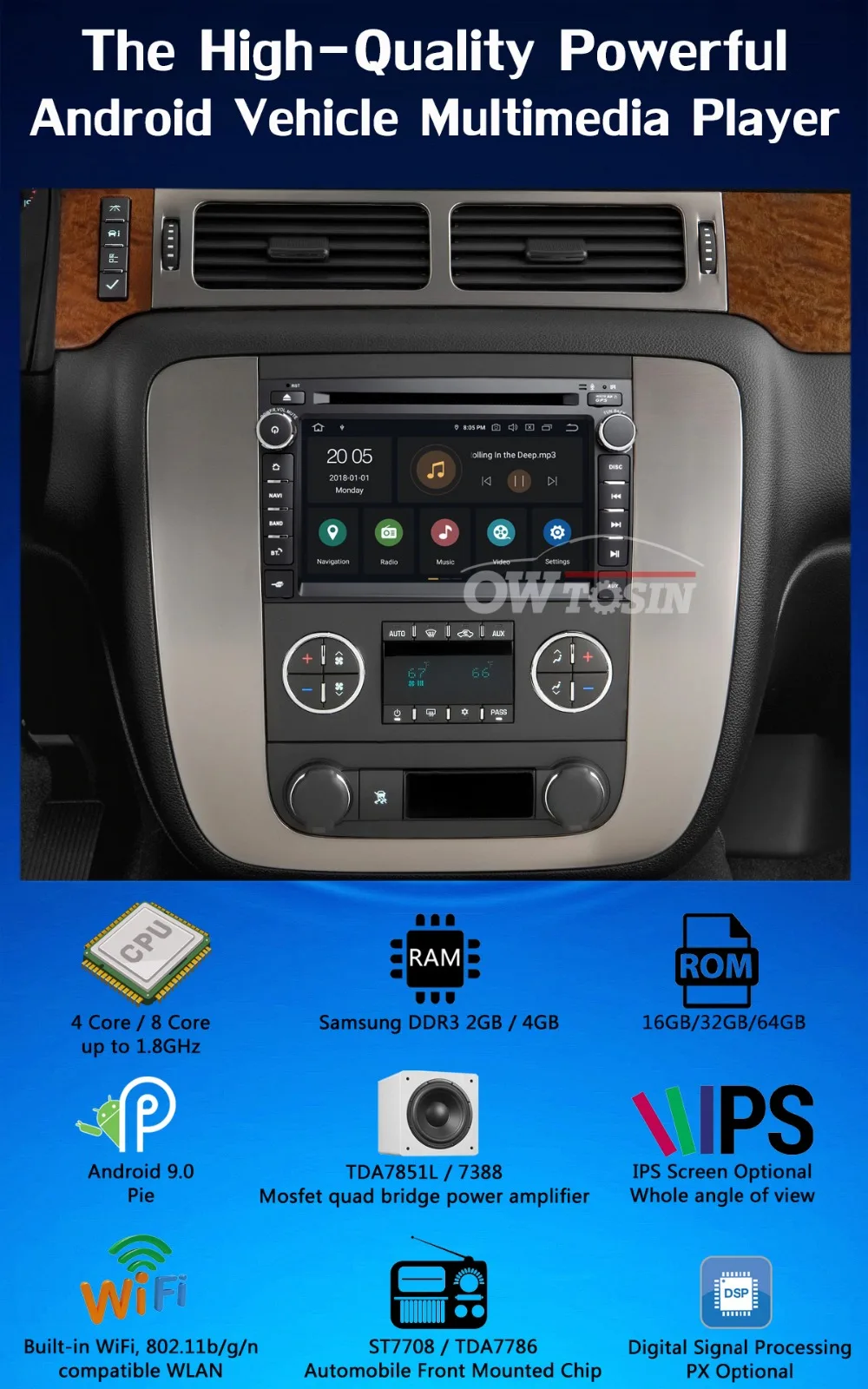 " PX6 4 Гб+ 64 ГБ Android 9,0 автомобильный DVD gps Радио для GMC Yukon Chevrolet Tahoe Equinox Savava Sierra Buick Enclave