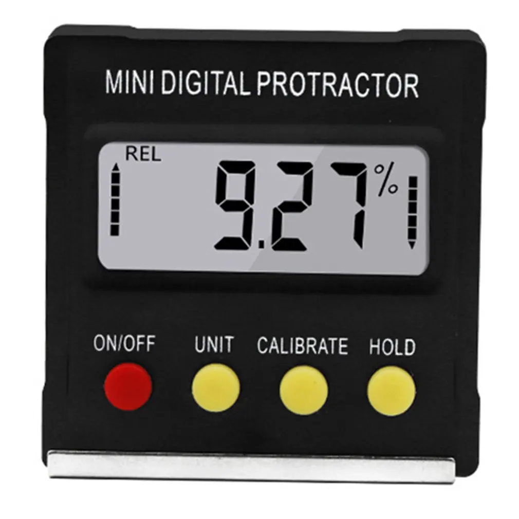 

1pc Black Mini Digital Protractor Electronic Inclinometer Angle Gauge 360 Tilt Angle Level Box Vertical Magnetic Measuring Tools