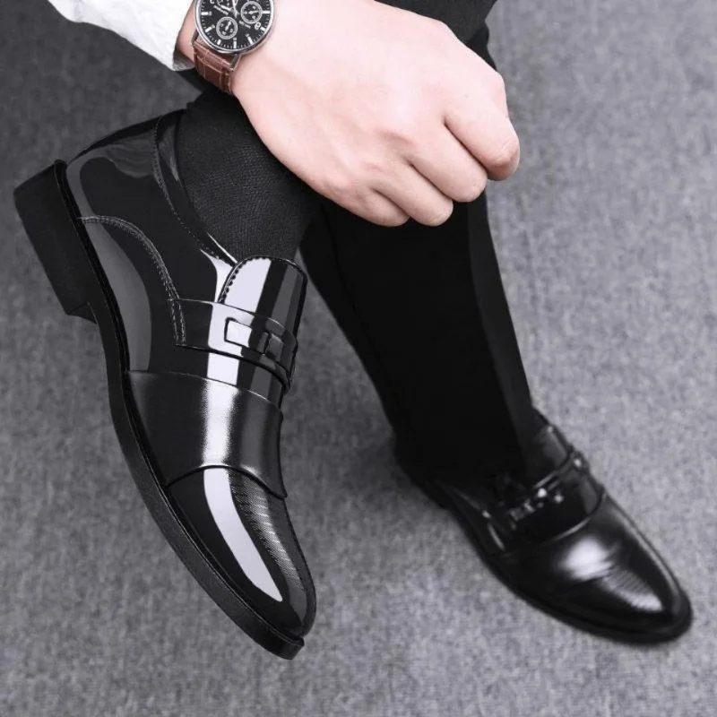 

2021 Spring Autumn New Men's Dress Shoes Comfortable Pointed Toe Solid Colors Slip-on Derby Shoes Suitable for Wedding