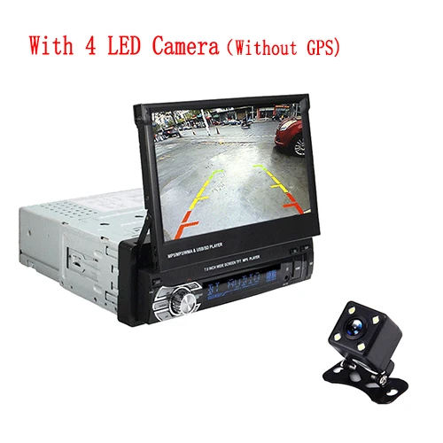 4 LED Camera No GPS 1 Din " Универсальное автомобильное радио gps-навигация Авторадио Видео плеер Bluetooth выдвижной сенсорный экран MP5 стерео аудио - Цвет: 4 LED Camera No GPS