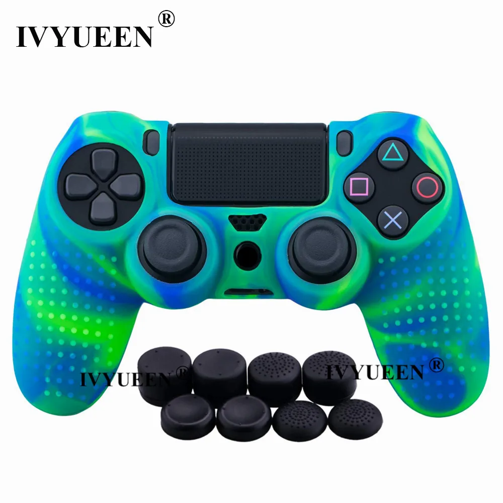 IVYUEEN 9 в 1 для Dualshock 4 PS4 Slim Pro контроллер Шипованная Кожа Премиум Защитный Противоскользящий Мягкий силиконовый чехол-накладка