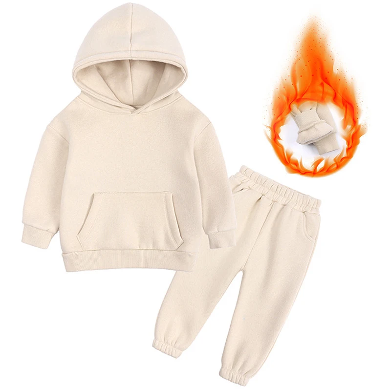 

2-13 Years Children's Winter Tracksuit Fleece Thicken Boys Girls Hoodies Sweatpants Two Pieces Suit Sportswear Kids Clothing Set